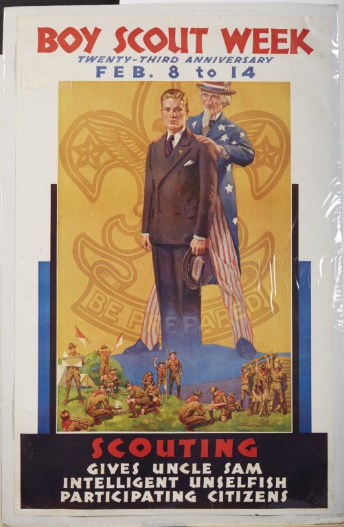 1933 Boy Scout Week Poster: After a painting by Harold Anderson. Lithography on paper. ; 31" x 21"