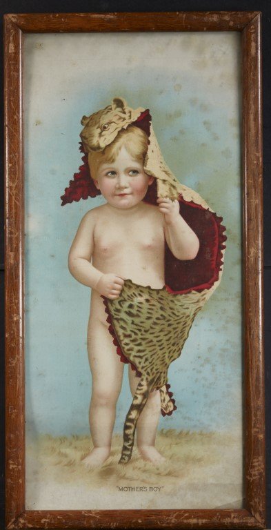19th C. Mother's Boy Cereal Advertisement: Mother's Oats advertisement. Lithography on paper. ; 24 1/2"x 11 1/4"