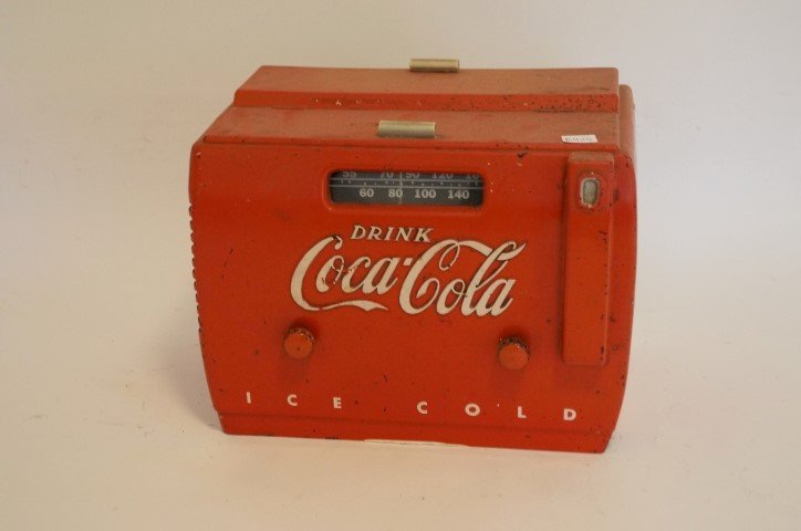 Coca-Cola Radio: In cooler form. Plastic. Point of purchase displays Deerborn, Michigan. 12" w x 7 1/4"d x 9 3/4"h.