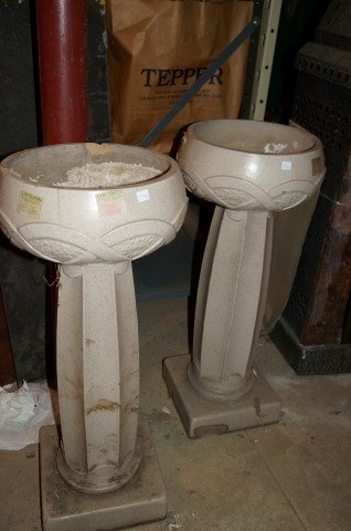 Pr. Archibald Knox Jardinieres: Pedestaled jardinieres on stands. For Liberty & Co. 32"H.