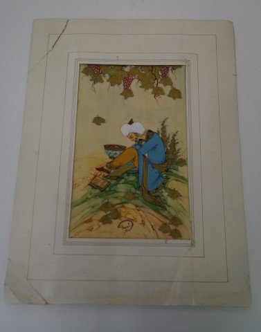 Persian Painting on Ivory: 8" x 4 3/4"