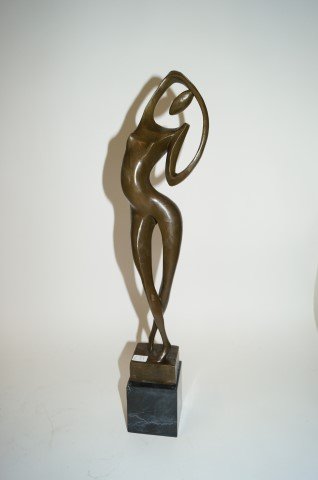 Bronze after Archipenko Sgd. Milo: Raised on a marble base. 18 1/2"H.