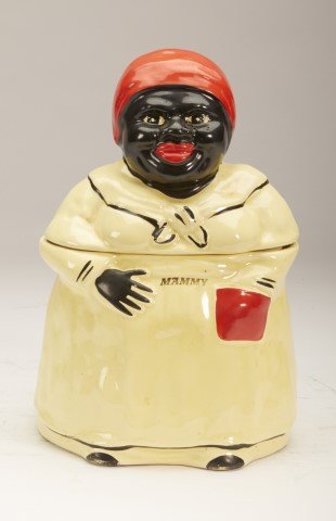 Pearl Mammy Cookie Jar: With a mark for Pearl China Company USA. Hand decorated with 24K Gold. ; 10 3/4"