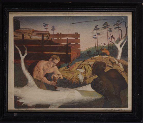 B. Whitehead: Lithograph. Signed: Wood Choppers. Pencil signed Buell Whitehead lower right. ; 15" x 18 1/2"