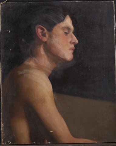 Norman. Oil. Male Profile Study: Inscribed Norman and dated 1905-1906 to verso. Oil on canvas. ; 21" x 17"