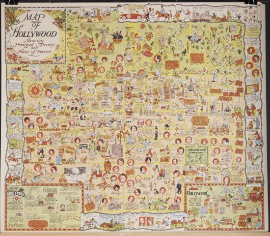 Map of Hollywood (2): Showing Principal Streets and Places of Interest." Lithography.; 24" x 27