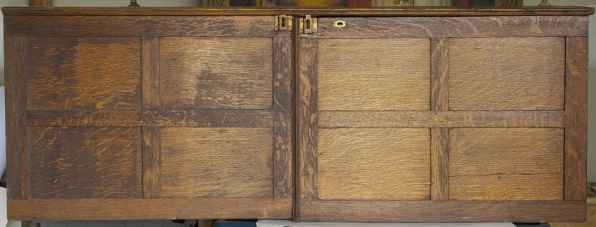 Classroom Maps with Case: Oak case with five canvas maps. Lithography. Linen backed.; 24" x 61"