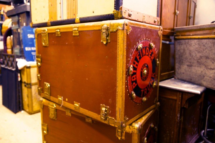 Hartman Travelling Trunk: Pathfinders for Saks Fifth Avenue, with brass hardware the H507 Model. ; 26 1/4" x 40"