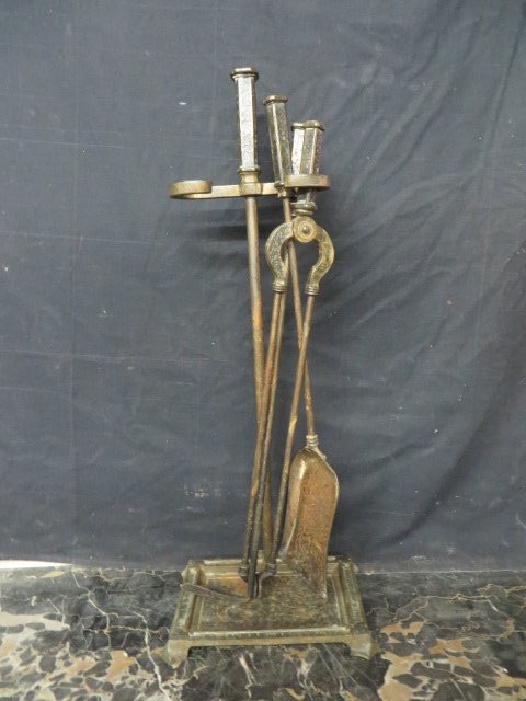 Bradley and Hubbard Fireplace Tools: Signed. 28 1/2"H.
