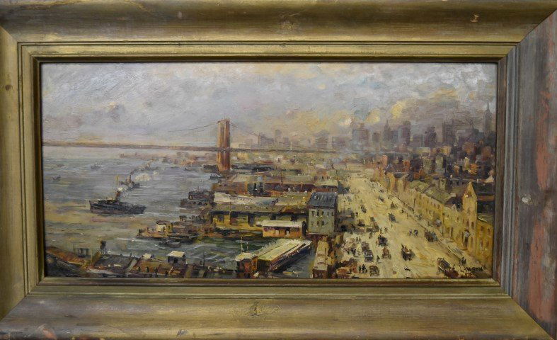Ernest Lawson. Oil. NYC Scene. Signed (1 of 4)