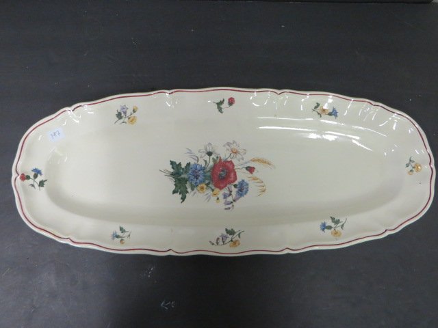French Sarreguemines Platter: French Sarreguemines platter in the Agreste pattern. 24"L.