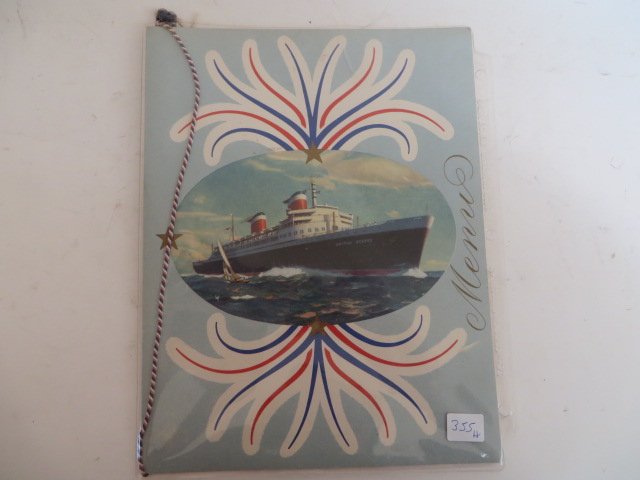 S, S. United States Menu: For August 25, 1952.
