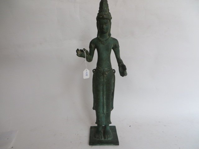 Bronze Vietnamese Khmer God: Bronze which was included in the Vietnamese traveling exhibition in the United States. Chosen by Russell Wright, under the sponsorship of the Government of the Republic of Viet Nam. The original of th