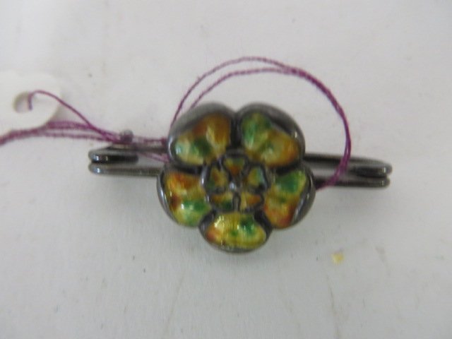 Arts & Crafts Pin: Enameled and silver marked JMB 1 1/2"