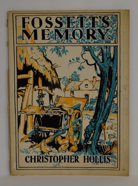 Elija A. Cox. Gouache. Signed: Elija A. Cox. Farmyard. Book cover. Fossett's Memory by Christopher Hollis, Gouache. Signed center right, 15" x 10.5"