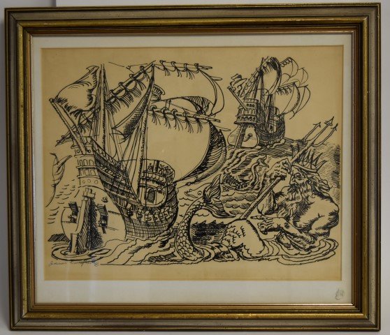 James Daugherty. Drawing. Signed (1 of 5)