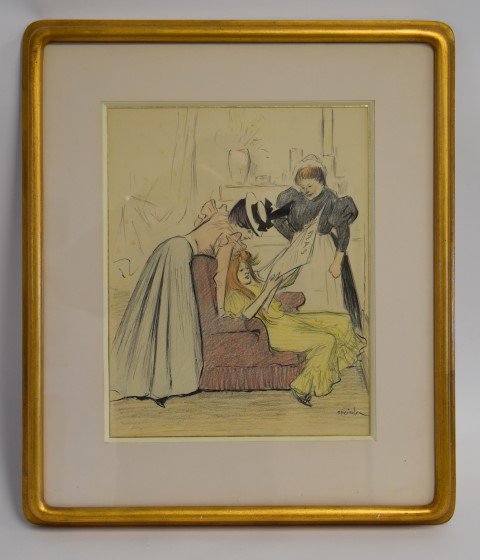 Theophile Steinlen. Drawing, Signed (1 of 4)