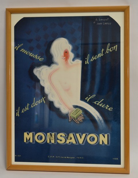 Ch. Loupot - Jean Carlu; Monsavon: Ch. Loupot en Jean Carlu. Monsavon poster; 27in. X 20in.