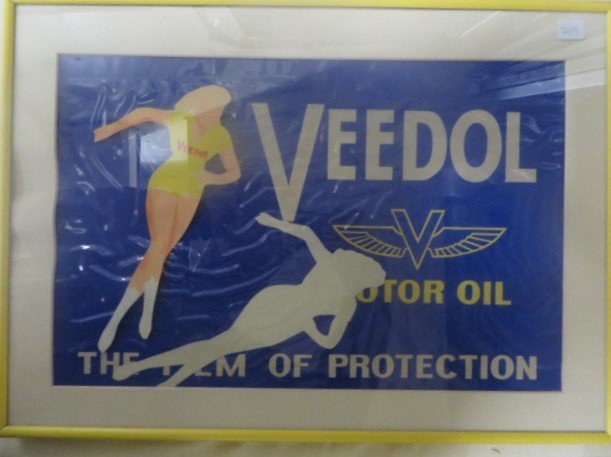 Veedol Motor Oil Advertising Sign: Lithography on paper Framed. , 13 1/2"H. x 20"W