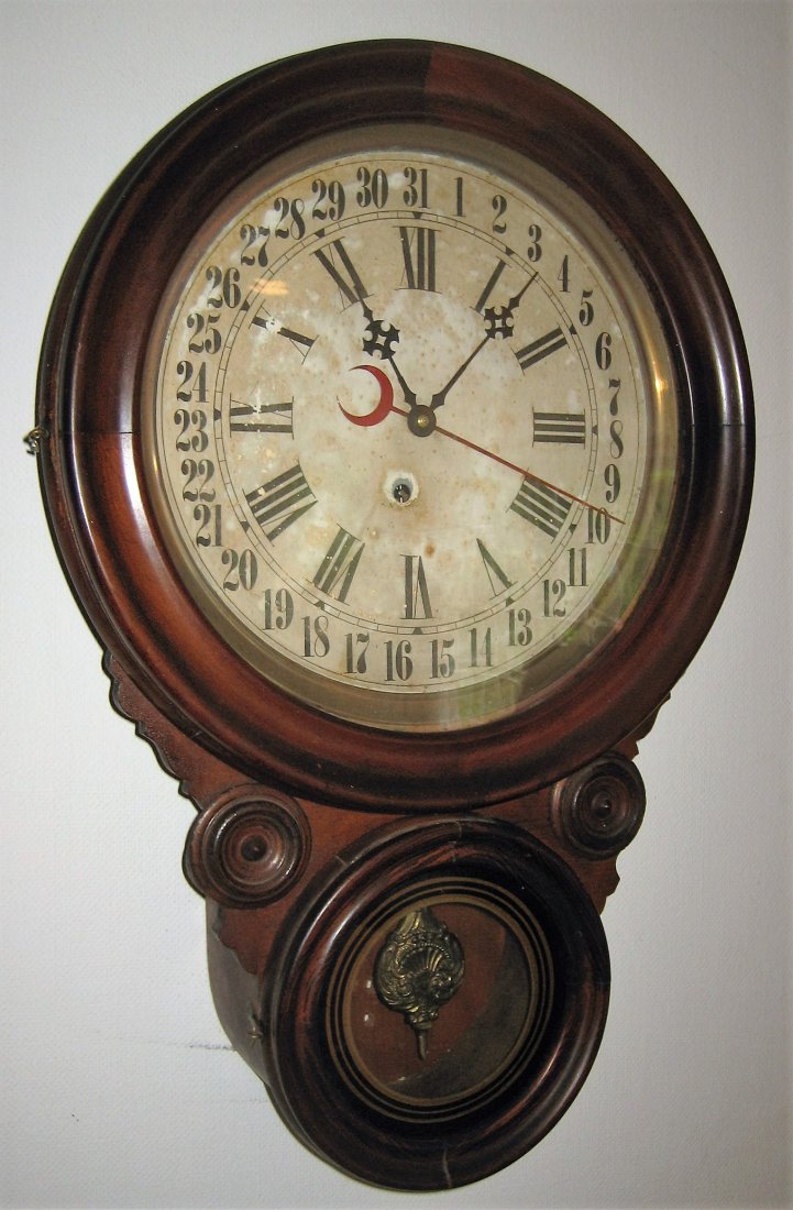 Walnut Calendar Clock 19th C. (1 of 1)