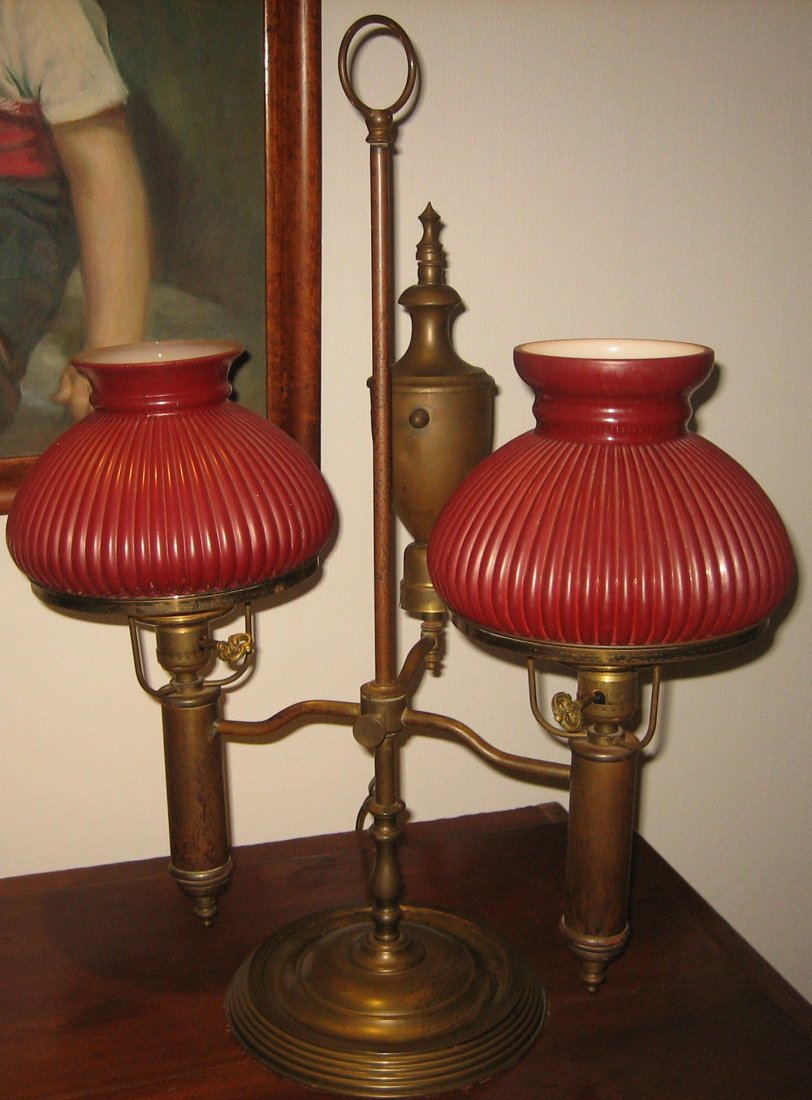Brass and Glass Student Lamp 19th C. (1 of 1)