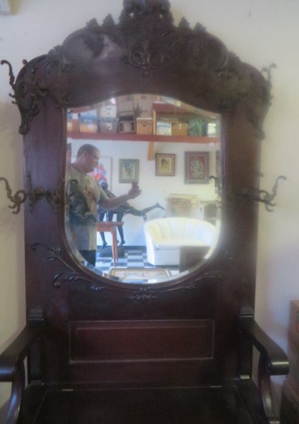 Carved Walnut Hall Seat (1 of 3)