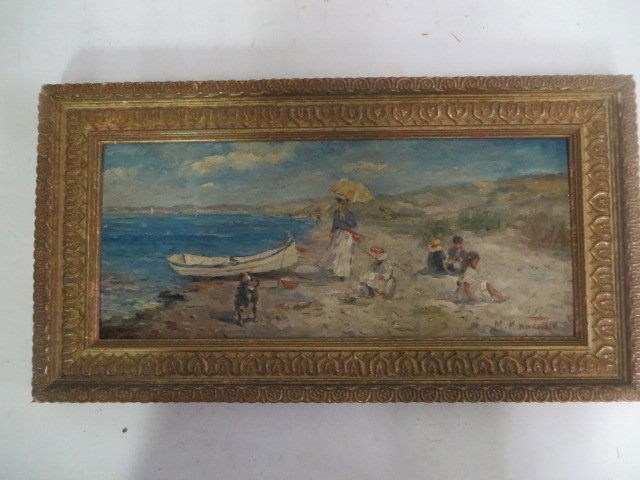 Mabel Woodward (Attr. to) Oil. Beach Scene (1 of 3)