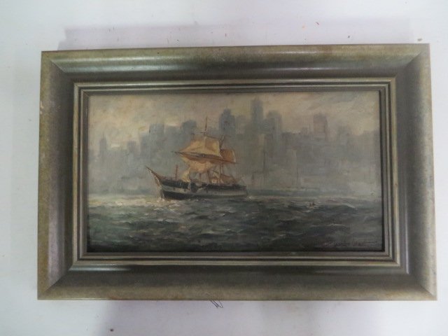 Gordon Grant Oil. Clipper Ships. Signed (1 of 3)