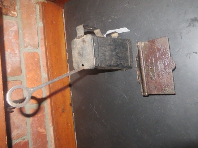 Cast Iron Matchholder and 19th C. Fire Lighter (1 of 2)