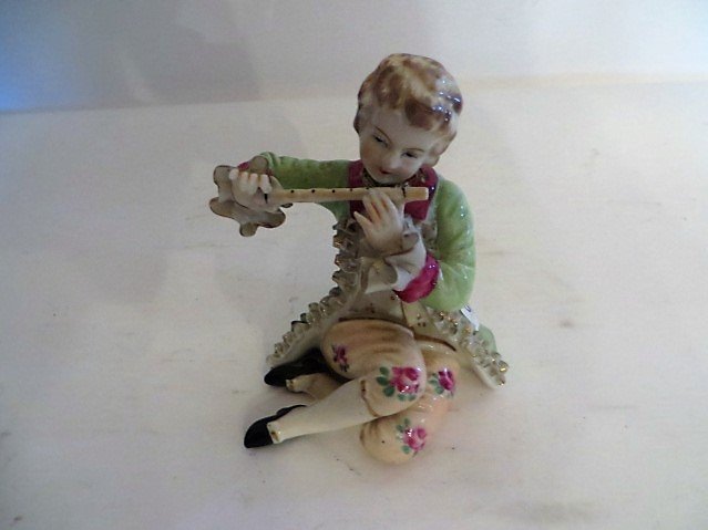 Meissen Style Figure.  Boy with a Flue (1 of 1)
