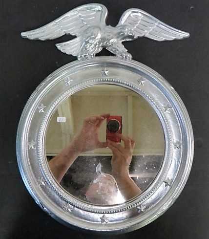 Cast Iron Wall Mirror: Silvered.With eagle surmount. 17"H. x 11"L