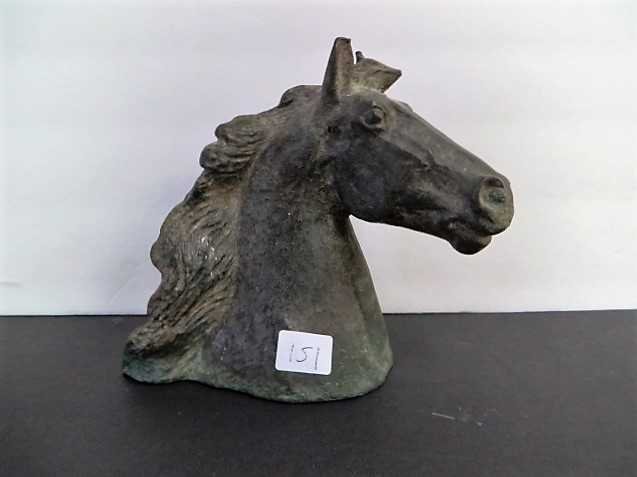 Cast Iron Horse Head Sgd. Herzel: Cast iron horse head figure sgd. Paul Herzel, listed artist . 5 1/2"H.