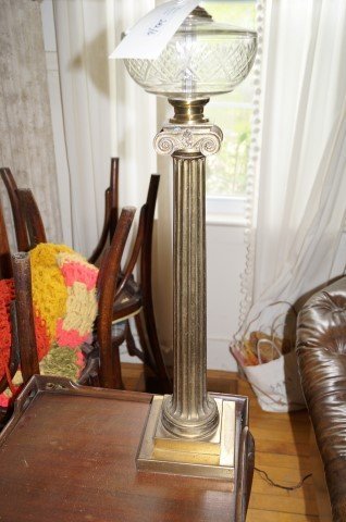 Pr. of Brass and Glass Monumental Table Lamps (1 of 1)