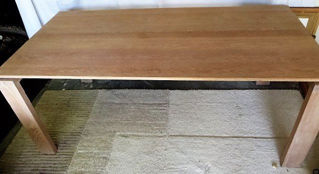 Parsons Style Dining Table: Blond wood. Mid Century Modern Design. 72"L. x 30"H. x 36"D.