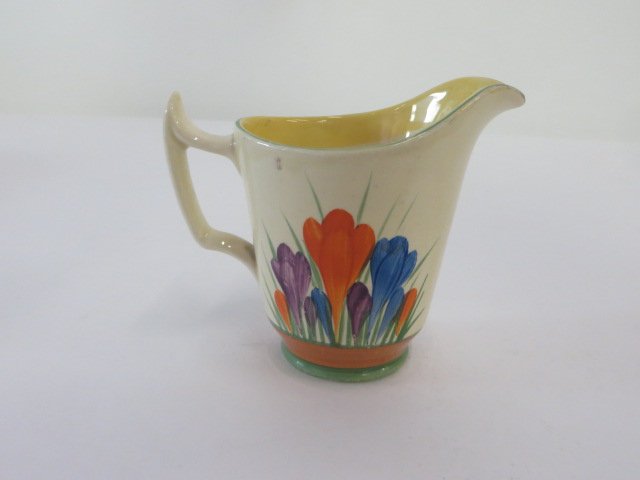 Clarice Cliff Crocus Pitcher: Marked Clarice Cliff Wilkinson Co. England 4 1/2"H,