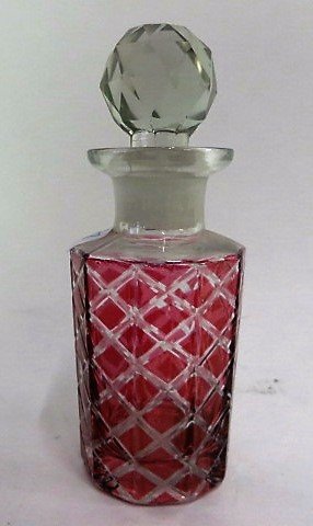 Cranberry to Clear Antique Cologne Bottle (1 of 1)
