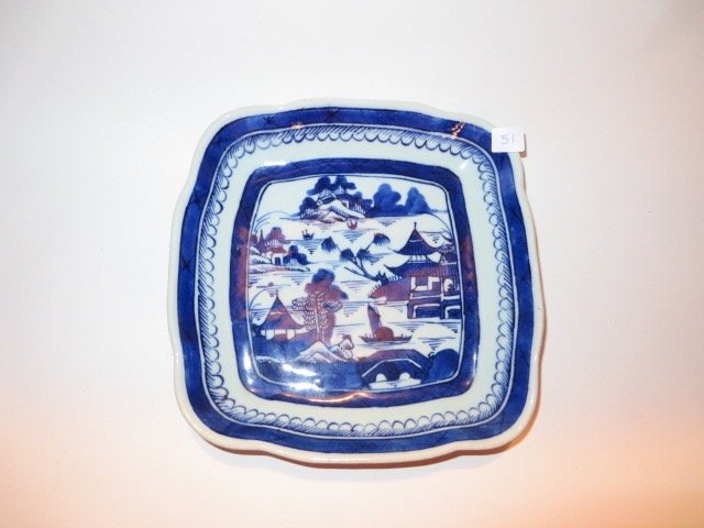 Canton Square Plate C. 1850 (1 of 3)