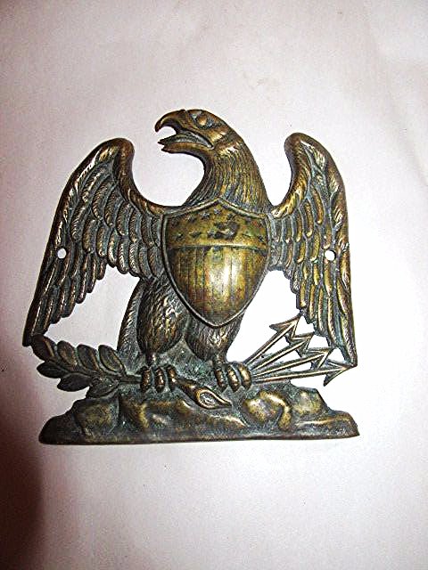 Cast Brass Eagle Figure-Sotheby's label: Shield at the front. 4 3/4"H. x 4 1/2"W