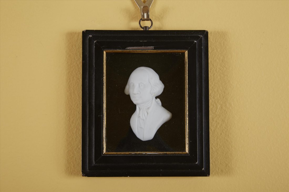 Wax Portrait George Washington: Miniature wax silhouette portrait of George Washington.