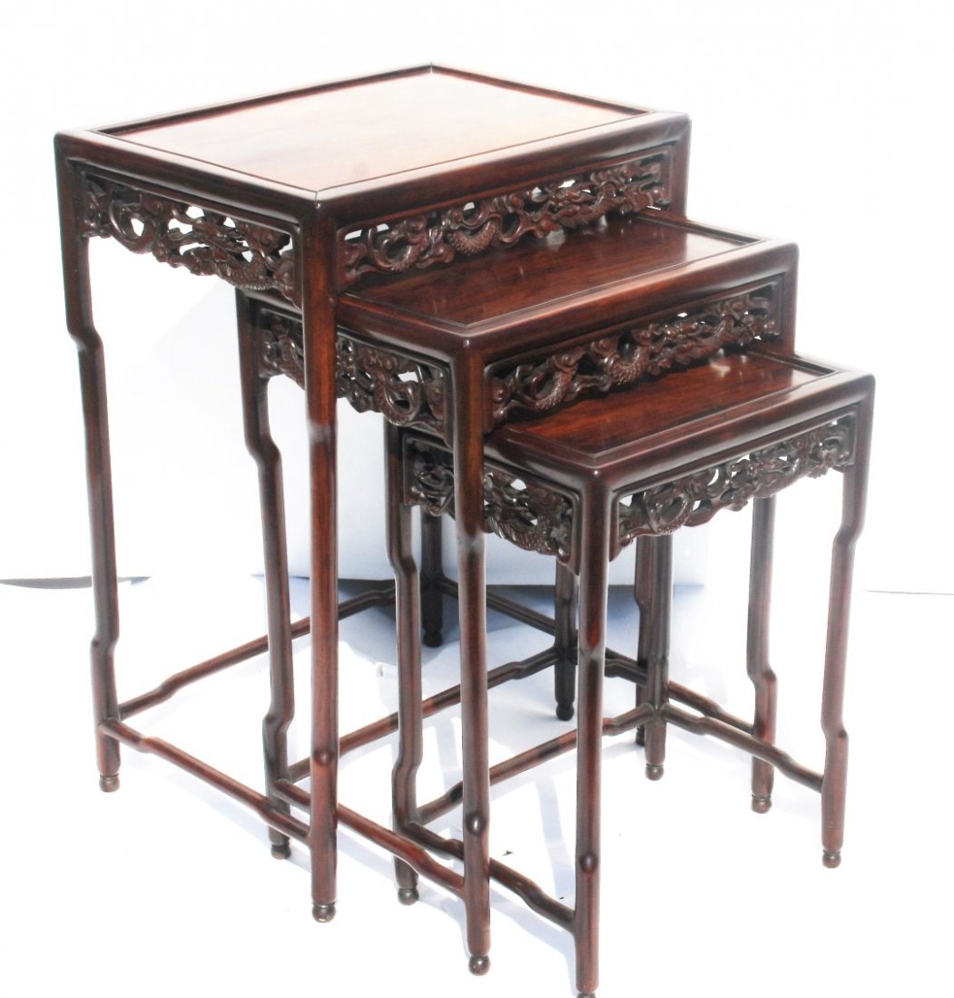 Set of Three(3) Chinese Rosewood Nesting Tables: Set of three(3) nesting tables 28in.H. x 20.5in.W. x 18in.D.