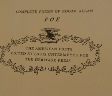 Poe.  Poems of Edgar Allen Poe. 1943. Signed (1 of 5)