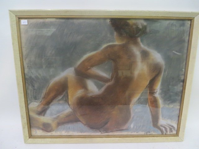 Reginal Marsh. Pastel. Nude. Signed: Reginald Marsh. Pastel, a nude, signed lower right Marsh and dated 1953. 20 inches high x 26 inches wide.