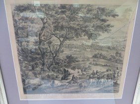 19th C. Engraving.  Veue de Ville Besancon (1 of 2)