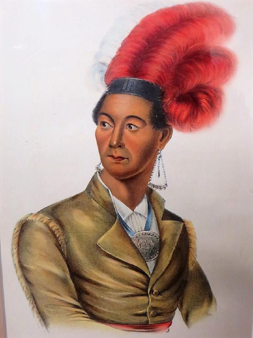 McKenney and Hall Indian Lithograph: McKenney and Hall Indian Lithograph. Ahyouwaighs - Chief Of Six Nations. From Thomas L. McKenney and James Hall, The History of the Indian Tribes of North America, Philadelphia, 1842-1870. Octavo. Wit
