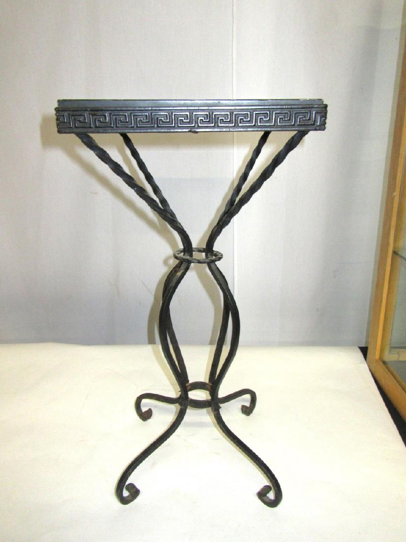 Marble Top Pedestal. Cast Iron Legs. (1 of 2)