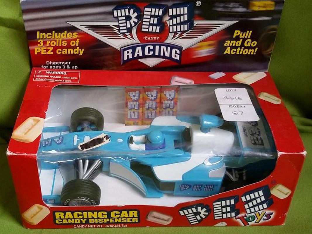 Pez Racing Car Candy Dispenser-Blue: Pez Racing Car Candy Dispenser-Blue. Please Review Shipping Terms PRIOR to bidding