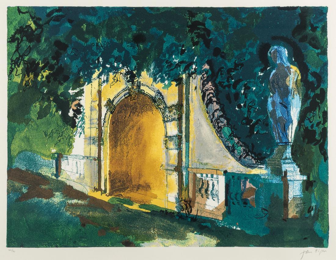 δ John Piper (1903-1992) Grott Halswell, Somerset: δ John Piper (1903-1992)Grott Halswell, Somerset (Levinson 396)Screenprint in colours, 1987, signed and numbered from the edition of 70 in pencil, on wove paper, with full margins, 460 x 605mm (1