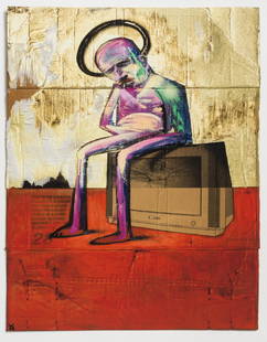 δ Adam Neate (b.1977) Nothing on TV: δ Adam Neate (b.1977)Nothing on TVPigment print in colours, 2007, signed and numbered from the edition of 100 in pencil, published by Elms Lesters Painting Rooms, London, on wove paper, sheet 680