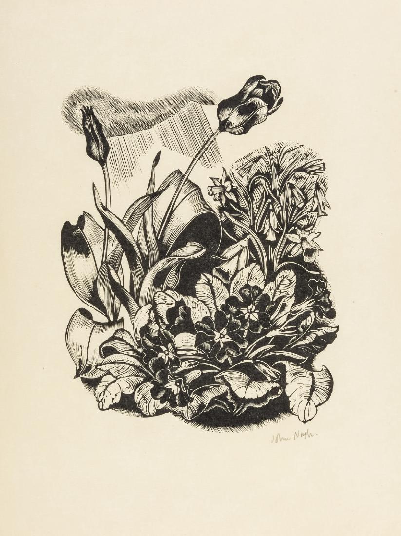 Nash (John).- Bates (H.E.) Flowers and Faces, one of 60: Nash (John).- Bates (H.E.) Flowers and Faces, number 15 of 60 specially-bound copies signed by the author, from an edition of 325, wood-engraved title and 4 plates by John Nash, original green morocco