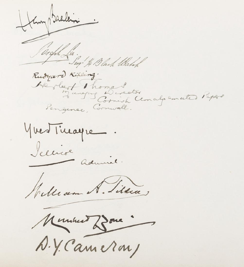 Autograph Album.- Truslove & Hanson (publisher and book: Autograph Album.- Truslove & Hanson (publisher and book shop) Visitors book, autographs, including: Rosa Newmarch, Rudyard Kipling, Admiral Jellicoe, Muirhead Bone, D.Y. Cameron, Walter De La Mare, Jo